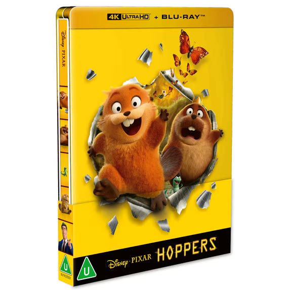 NEW Disney Pixar Hoppers (2026) 4K UHD Blu-Ray Limited Edition Steelbook Blu-ray back cover with episode and disc details